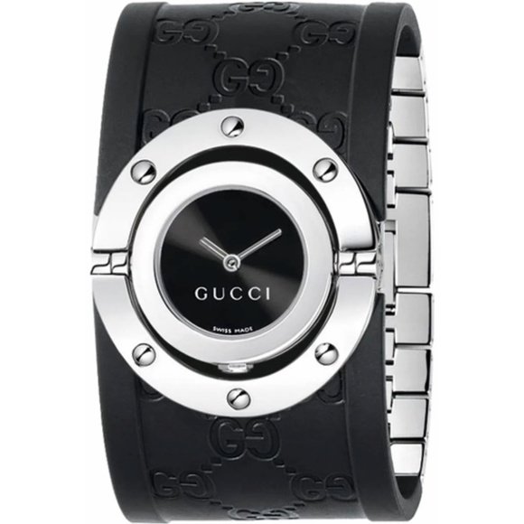 Gucci Women's YA112420 112 The Twirl Black Rubber Watch - Picture 1 of 5